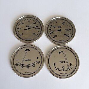 Godinger Silver Plate Car Ammeter Coasters